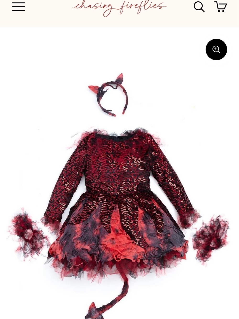 Girls Red Devil Costume Dress with Headband and Tail.